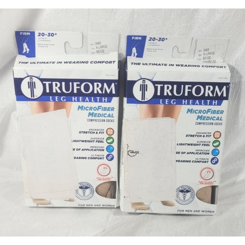 2 Pairs Truform Firm 20-30mmHg Below Knee Compression Socks #9965 Beige XL